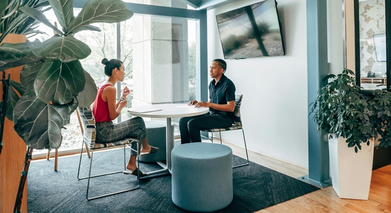 Office with people in it.