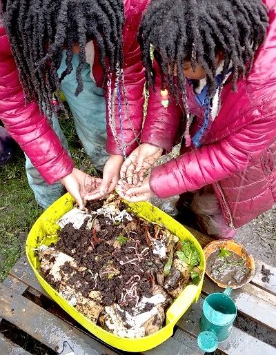 Composting | learning about plant lifecycle at Manchester Montessori House