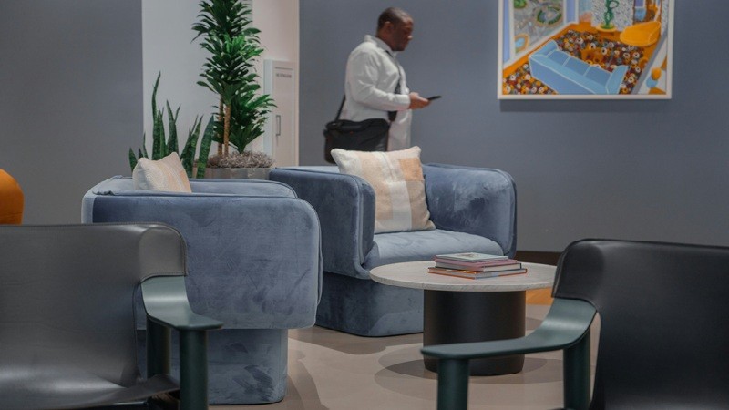 A man entering his office