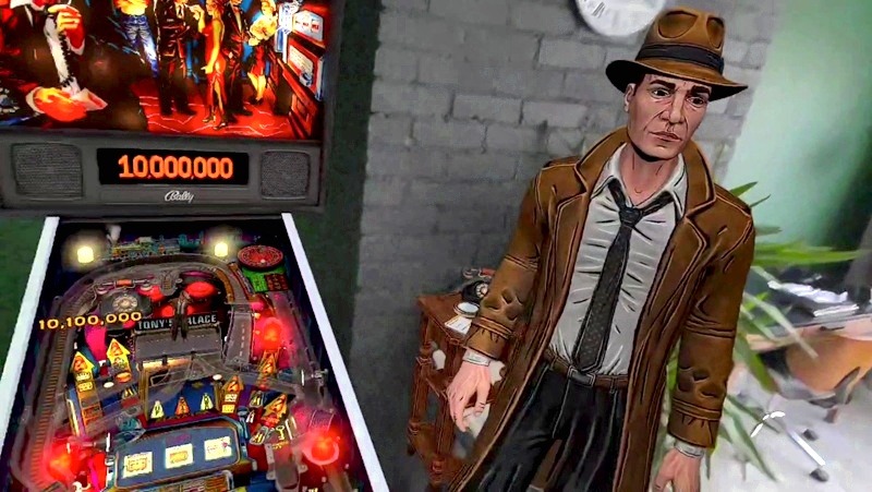 Virtual Reality pinball table in a real room