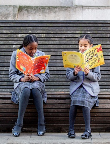 Manchester High School. Girls reading