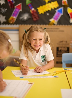 The Grange School. Girl in the classroom