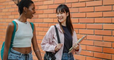 Girls with books. University