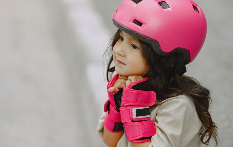 A girl wearing protective gear
