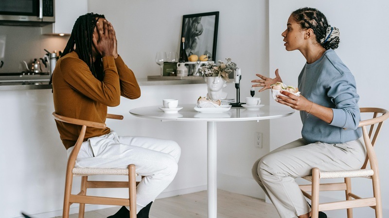 A man and a woman arguing