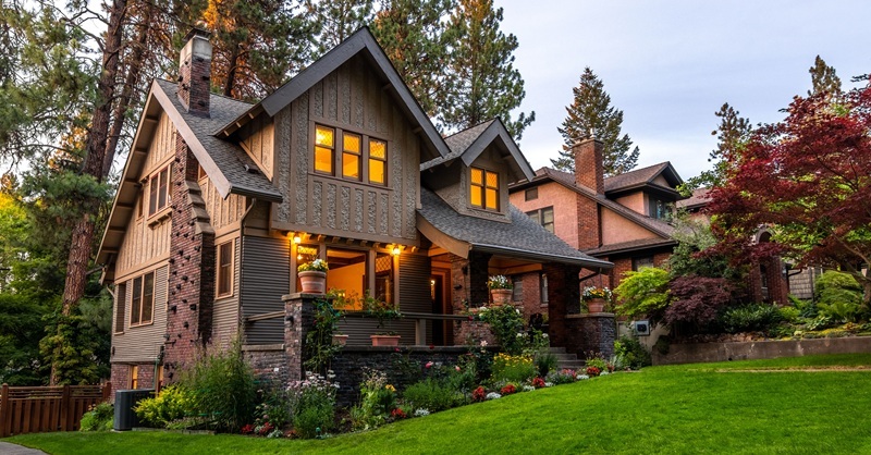 Green lawn in front of the house
