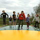 Kids on a jumping pillow at the Red House Farm