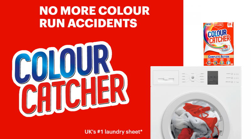 A box of Colour Catcher laundry sheets on a washing machine