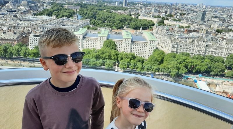 Children on London eye ride