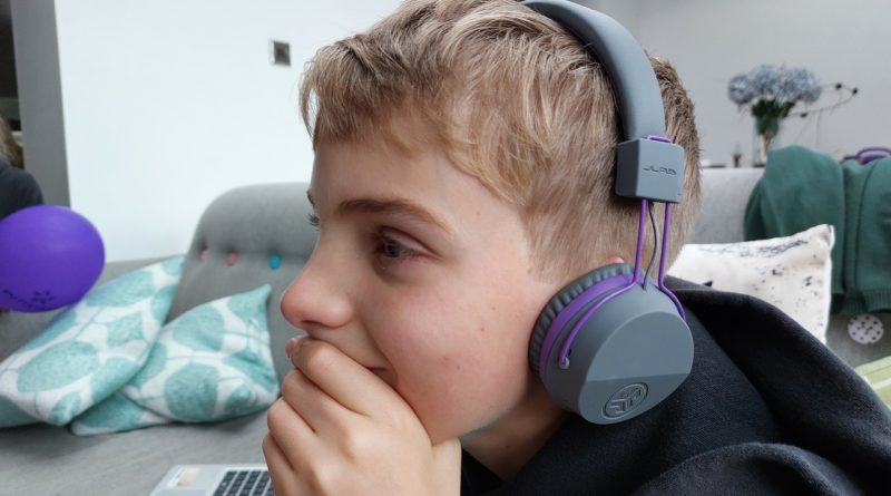 Boy with wireless head set