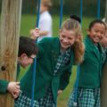 Children at the Grange school play ground