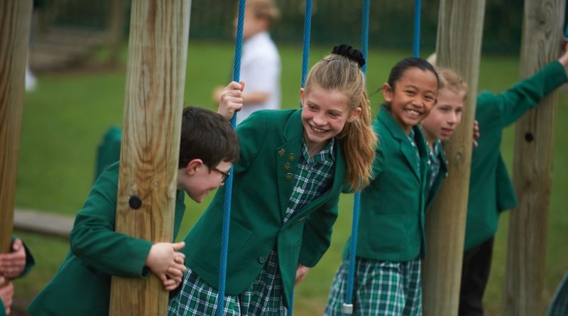 Children at the Grange school play ground