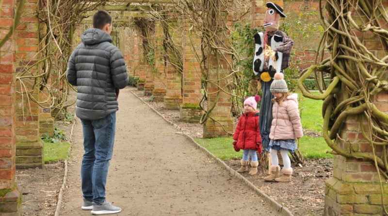 Families enjoying the scarecrows at Tatton 2023