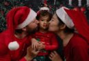 Christmas. Kissing the child