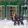 Manchester High School For Girls' pupils at the Emmeline Pankhurst Statue