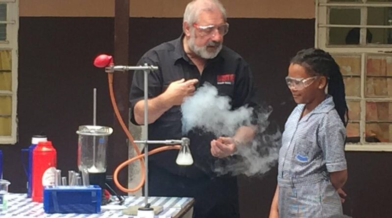 Philip Rose with the students at SciTech Altrincham