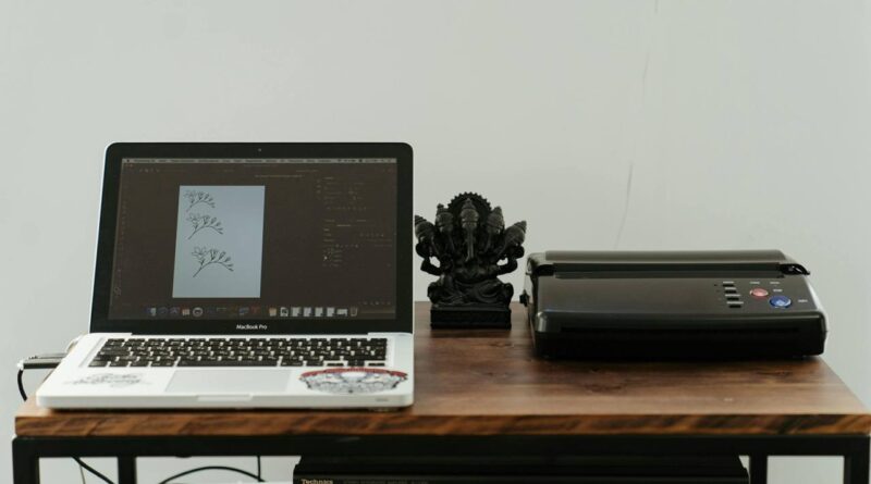 Home office: computer and printer