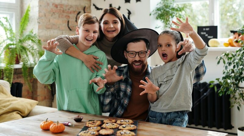 Family enjoying Halloween