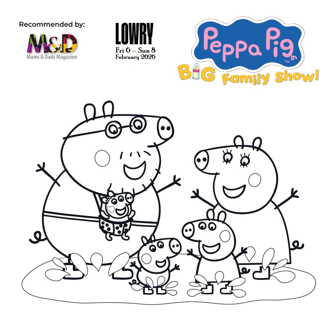 Peppa's Big Family Jumping in Muddy Puddles | colouring in page