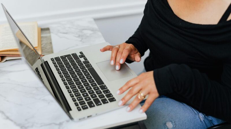 Woman using a laptop