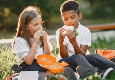 Healthy lunch on the grass.