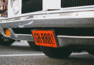 Car with a red number plate