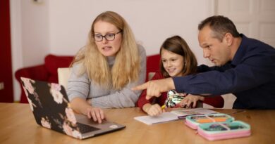 Two adults and a girl with the computor
