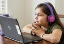 A girl with the laptop