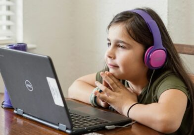 A girl with the laptop