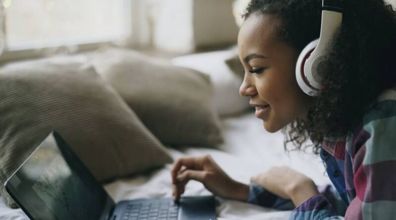 Teenager with a computer